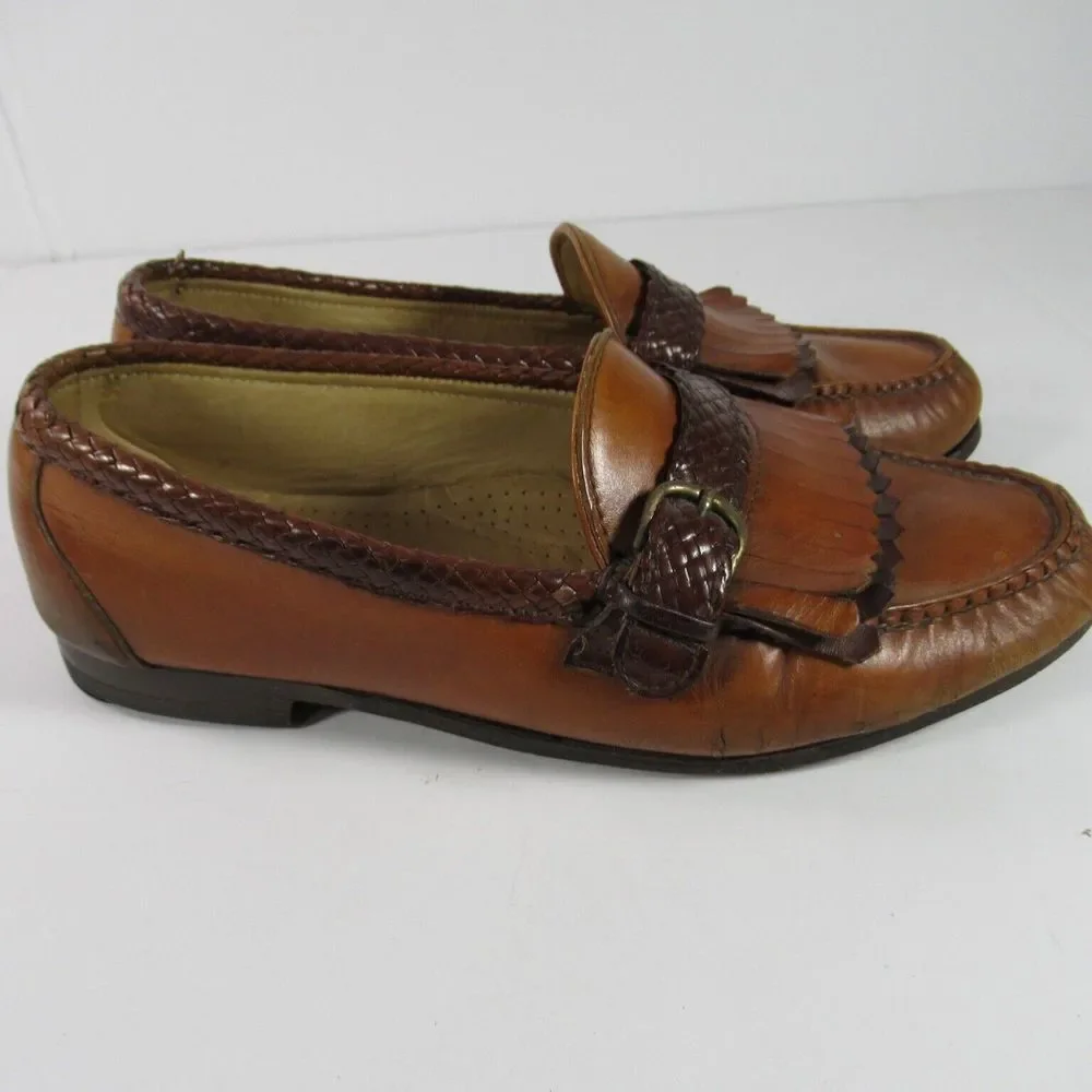 Allen Edmonds Monterey Tassel‎ Kiltie Braided Brown Leather Loafers Shoes Size 8